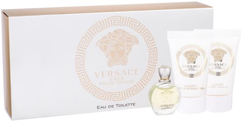 Versace Eros Pour Femme dárková sada pro ženy toaletní voda 5 ml + sprchový gel 25 ml + tělové mléko 25 ml