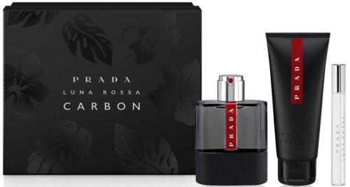 Prada Luna Rossa Carbon dárková sada pro muže toaletní voda 100 ml + balzám po holení 100 ml + toaletní voda 10 ml