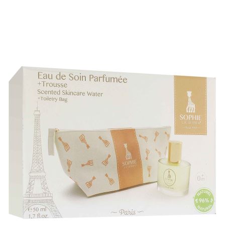 Sophie La Girafe Eau de Soin Parfumée dárková sada pro děti tělová mlha 50 ml + kosmetická taštička
