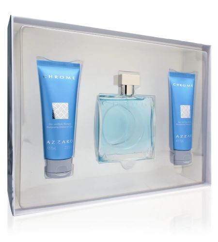 Azzaro Chrome dárková sada pro muže toaletní voda 100 ml + šampon na vlasy a tělo 2x75 ml
