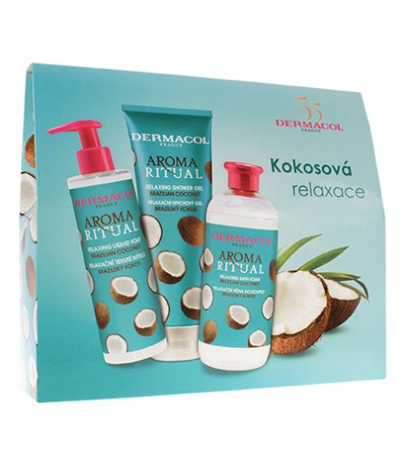 Dermacol Aroma Ritual Brazilian Coconut dárková sada sprchový gel 250 ml + tekuté mýdlo na ruce 250 ml + pěna do koupele 500 ml