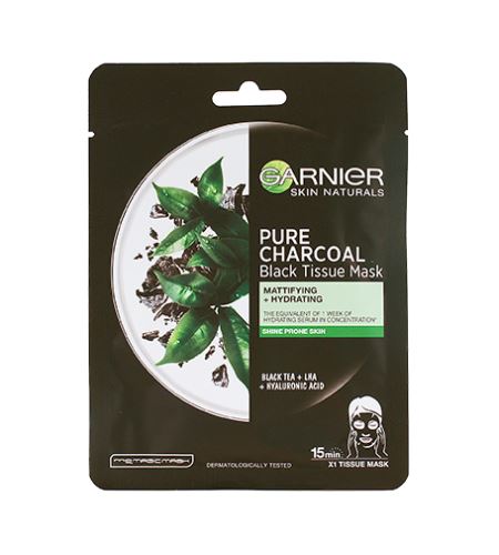 Garnier Skin Naturals Pure Charcoal černá textilní maska s extraktem z černého čaje 28g