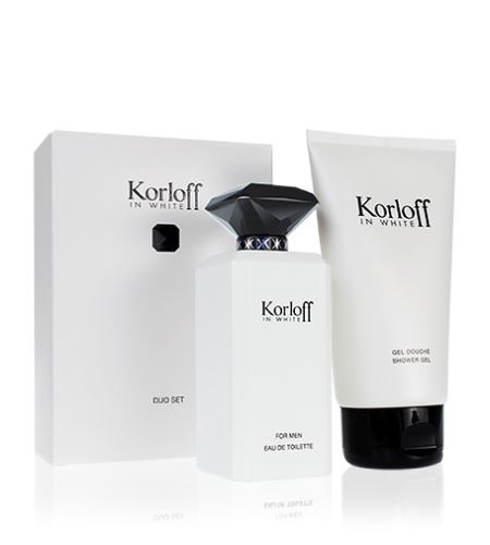Korloff In White dárková sada pro muže toaletní voda 88ml + sprchový gel 150 ml