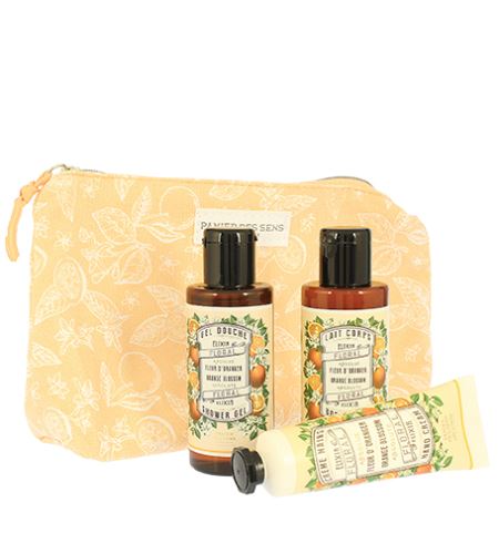 Panier Des Sens Orange Blossom dárková sada sprchový gel 70 ml + tělové mléko 70 ml + krém na ruce 30 ml