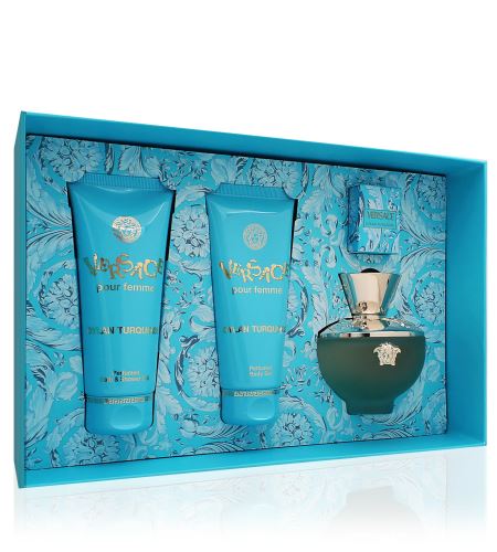 Versace Dylan Turquoise dárková sada pro ženy toaletní voda 100 ml + tělové mléko 100 ml + sprchový gel 100 ml + toaletní voda 5 ml