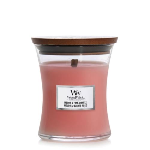 WoodWick Melon & Pink Quartz vonná svíčka s dřevěným knotem 275 g