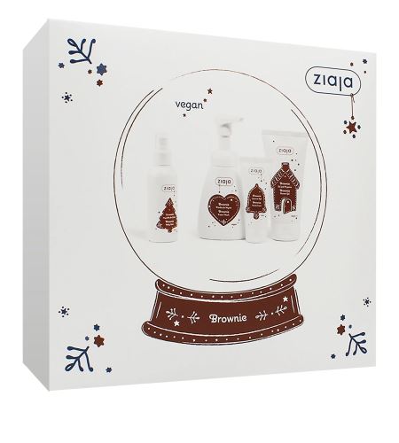 Ziaja Brownie dárková sada sprchový gel 160 ml + mycí pěna 250 ml + krém na ruce 50 ml + tělový sprej 100 ml