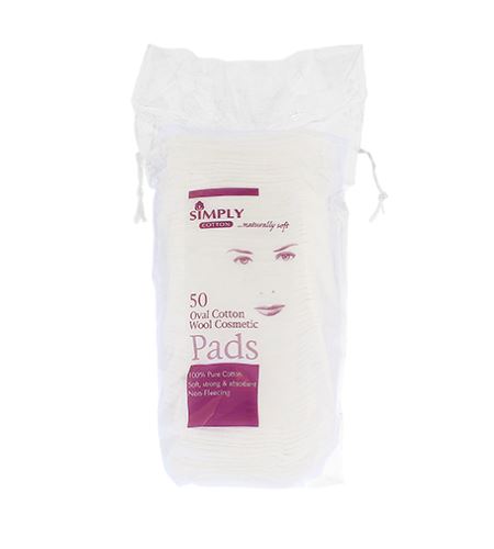 Simply Oval Cotton Wool Cosmetic Pads odličovací tampony 50 ks