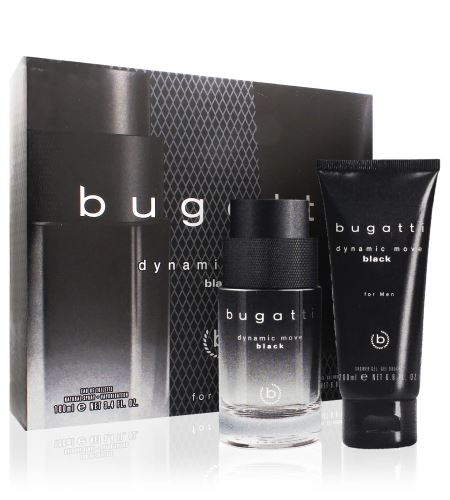 Bugatti Dynamic Move Black dárková sada pro muže toaletní voda 100 ml + sprchový gel 200 ml