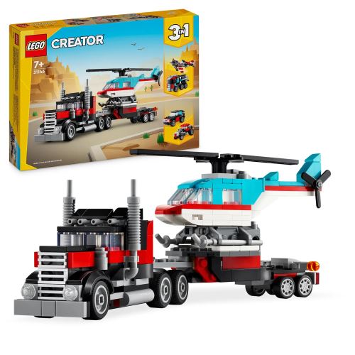 LEGO® Creator 3 v 1 31146 Náklaďák s plochou korbou a helikoptéra
