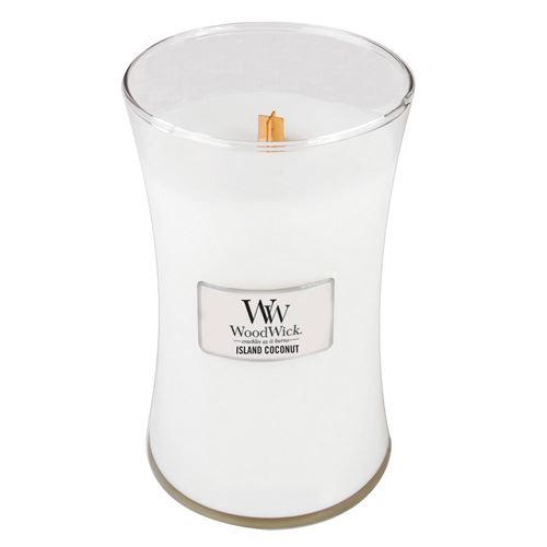 WoodWick Island Coconut vonná svíčka s dřevěným knotem 609,5 g
