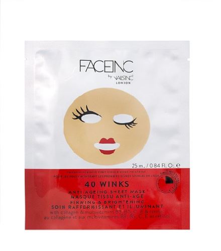 Face Inc by Nails Inc 40 Winks zpevňující a rozjasňující plátýnková maska 25 ml