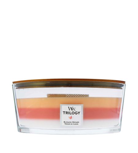 WoodWick Trilogy Blooming Orchard vonná svíčka s dřevěným knotem 453,6 g