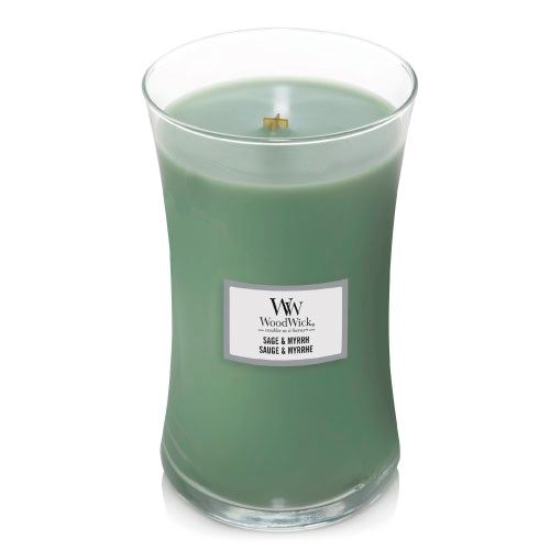 WoodWick Sage & Myrht vonná svíčka s dřevěným knotem 609,5 g