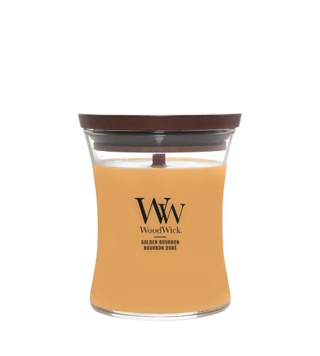 WoodWick Golden Bourbon vonná svíčka s dřevěným knotem 275 g