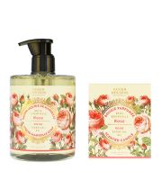 Panier Des Sens Rejuvenating Rose dárková sada tekuté mýdlo 500 ml + vonná svíčka 180 g (1)