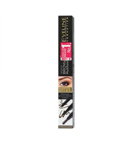 Eveline Cosmetics Brow Styler multifunkční styler na obočí 3v1 01 Medium Brown  1,2 g