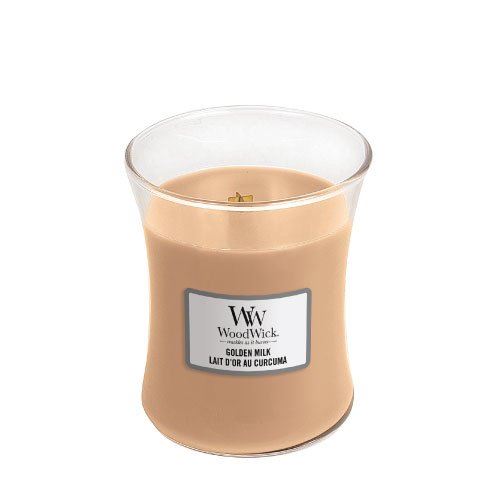 WoodWick Golden Milk vonná svíčka s dřevěným knotem 275 g