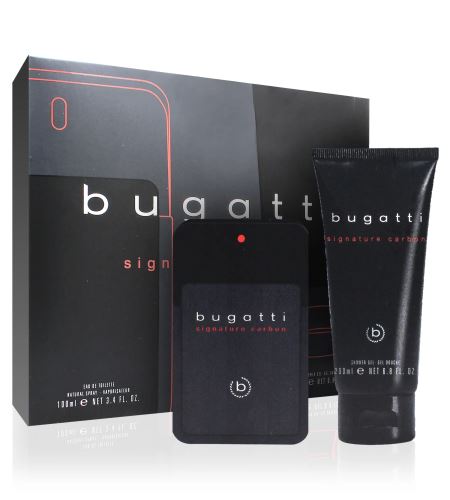Bugatti Signature Carbon dárková sada pro muže toaletní voda 100 ml + sprchový gel 200 ml