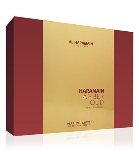 Al Haramain Amber Oud Ruby Edition dárková sada unisex parfémovaná voda 75 ml + parfémovaná voda 30 ml + deosprej 200 ml