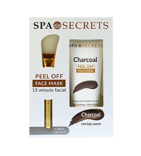 Xpel Spa Secrets Peel Off Face Mask dárková sada pleťová maska Spa Secrets Charcoal Peel Off 100 ml + aplikátor