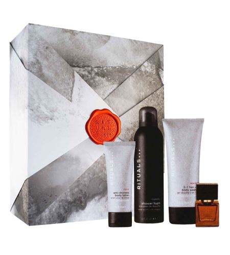 Rituals Homme Medium dárková sada pro muže sprchová pěna 200 ml + sprchový gel 2v1 200 ml + tělové mléko 70 ml + cestovní parfém 15 ml