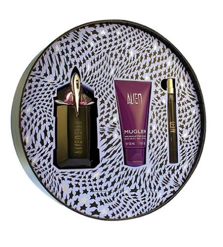 Mugler Alien dárková sada pro ženy parfémovaná voda 60 ml + tělové mléko 50 ml + parfémovaná voda 10 ml