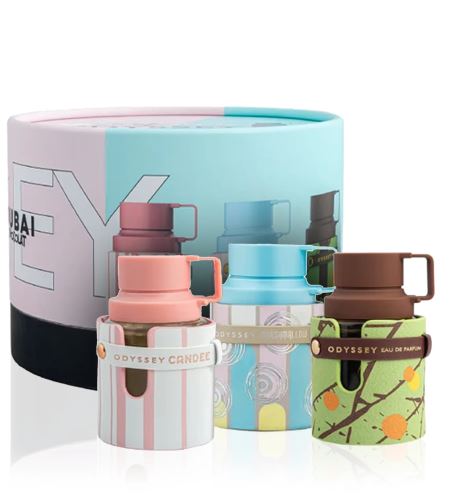 Armaf Odyssey dárková sada unisex parfémovaná voda Candee 30 ml + parfémovaná voda Marshmellow 30 ml + parfémovaná voda Dubai Chocolate 30 ml