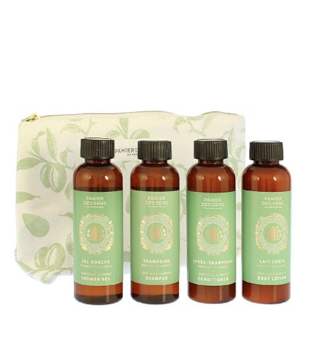 Panier Des Sens Soothing Almond dárková sada sprchový gel 70 ml + šampon 70 ml + kondicionér 70 ml + tělové mléko 70 ml
