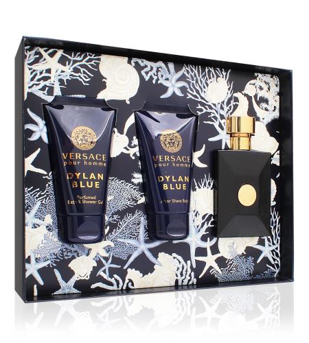 Versace Dylan Blue Pour Homme dárková sada pro muže toaletní voda 50 ml + sprchový gel 50 ml + balzám po holení 50 ml