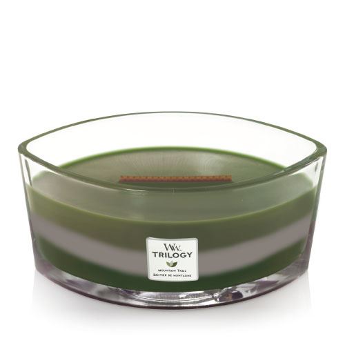 WoodWick Trilogy Mountain Trail vonná svíčka s dřevěným knotem 453,6 g