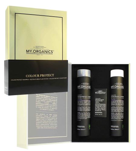 MY.ORGANICS Colour Protect Deluxe dárková sada šampon pro barvené vlasy 250 ml + kondicionér pro barvené vlasy 250 ml + vlasový elixír 30 ml