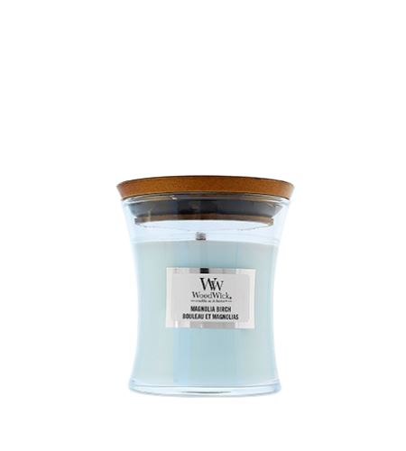WoodWick Magnolia Birch vonná svíčka s dřevěným knotem 85 g