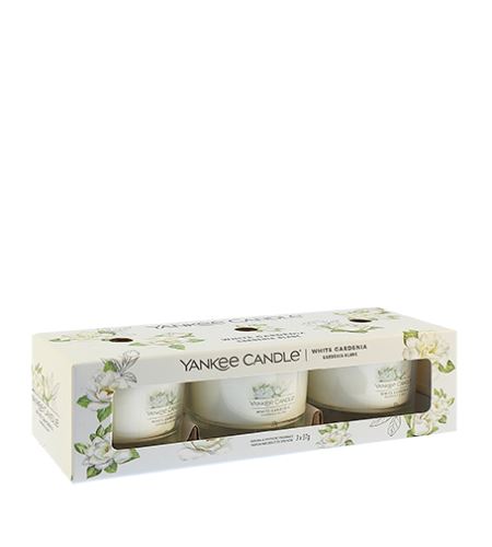 Yankee Candle White Gardenia votivní svíčka ve skle 3 x 37 g