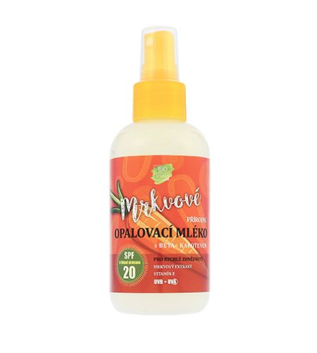 Vivaco 100% Přírodní opalovací mléko s mrkvovým extraktem SPF 20 150 ml