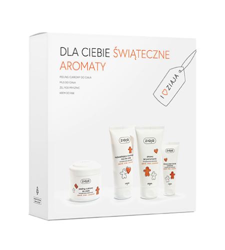 Ziaja Gingerbread dárková sada tělový peeling 200 ml + tělová pěna 160 ml + krém na ruce 50 ml + sprchový gel 160 ml