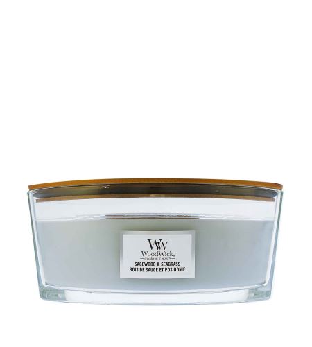WoodWick Sagewood & Seagrass vonná svíčka s dřevěným knotem 453,6 g