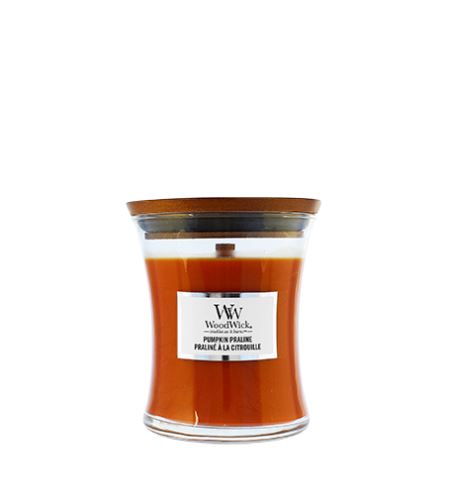 WoodWick Pumpkin Praline vonná svíčka s dřevěným knotem 85 g