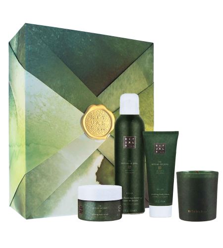 Rituals The Ritual Of Jing Medium dárková sada sprchová pěna 200 ml + tělový krém 100 ml + tělový peeling 125 g + vonná svíčka 140 g