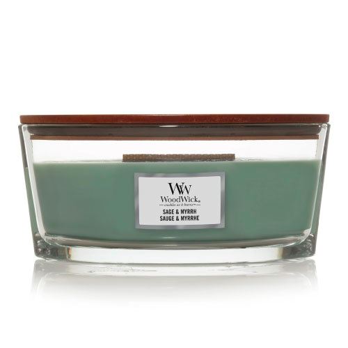 WoodWick Sage & Myrht vonná svíčka s dřevěným knotem 453,6 g