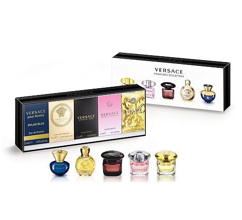 Versace set of thumbnails for women Dylan Blue Pour Femme eau de parfum 5 ml + Eros Pour Femme eau de parfum 5 ml + Crystal Noir eau de toilette 5 ml + Bri ght Crystal eau de toilette 5 ml + Yellow Diamond eau de toilette 5 ml